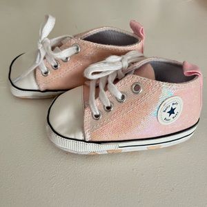 3 month pink glitter sneakers
